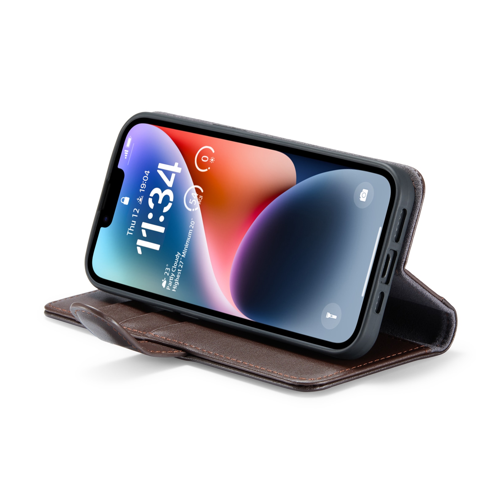 Étui en cuir veritable iPhone 13, Marron