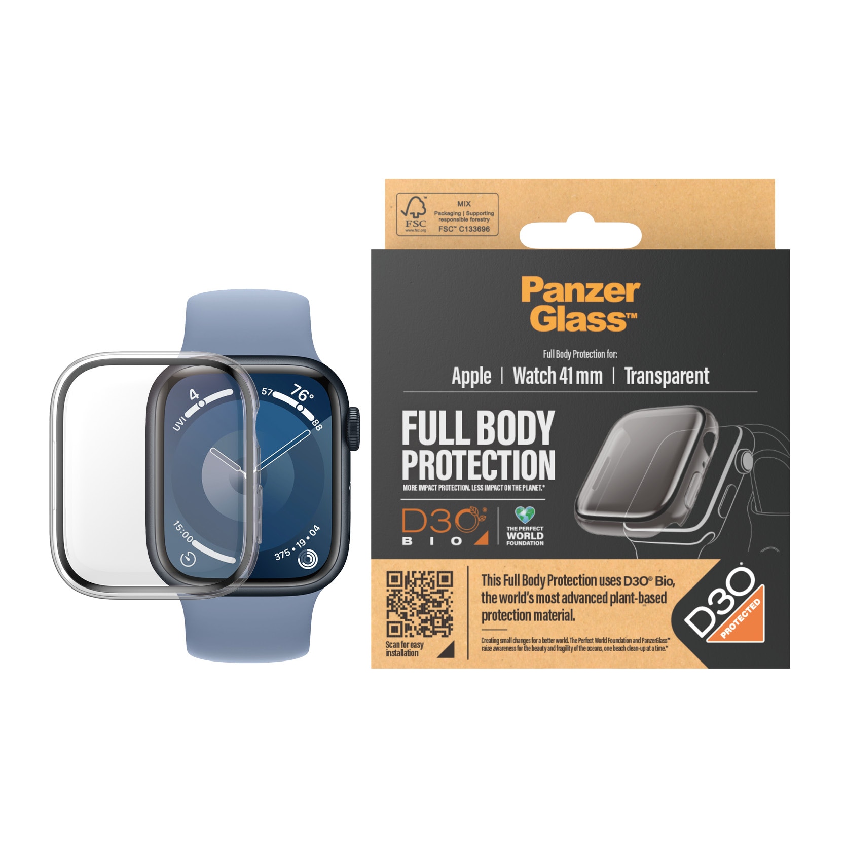 Full Body D3O Coque Apple Watch Series 7 41mm, Transparent