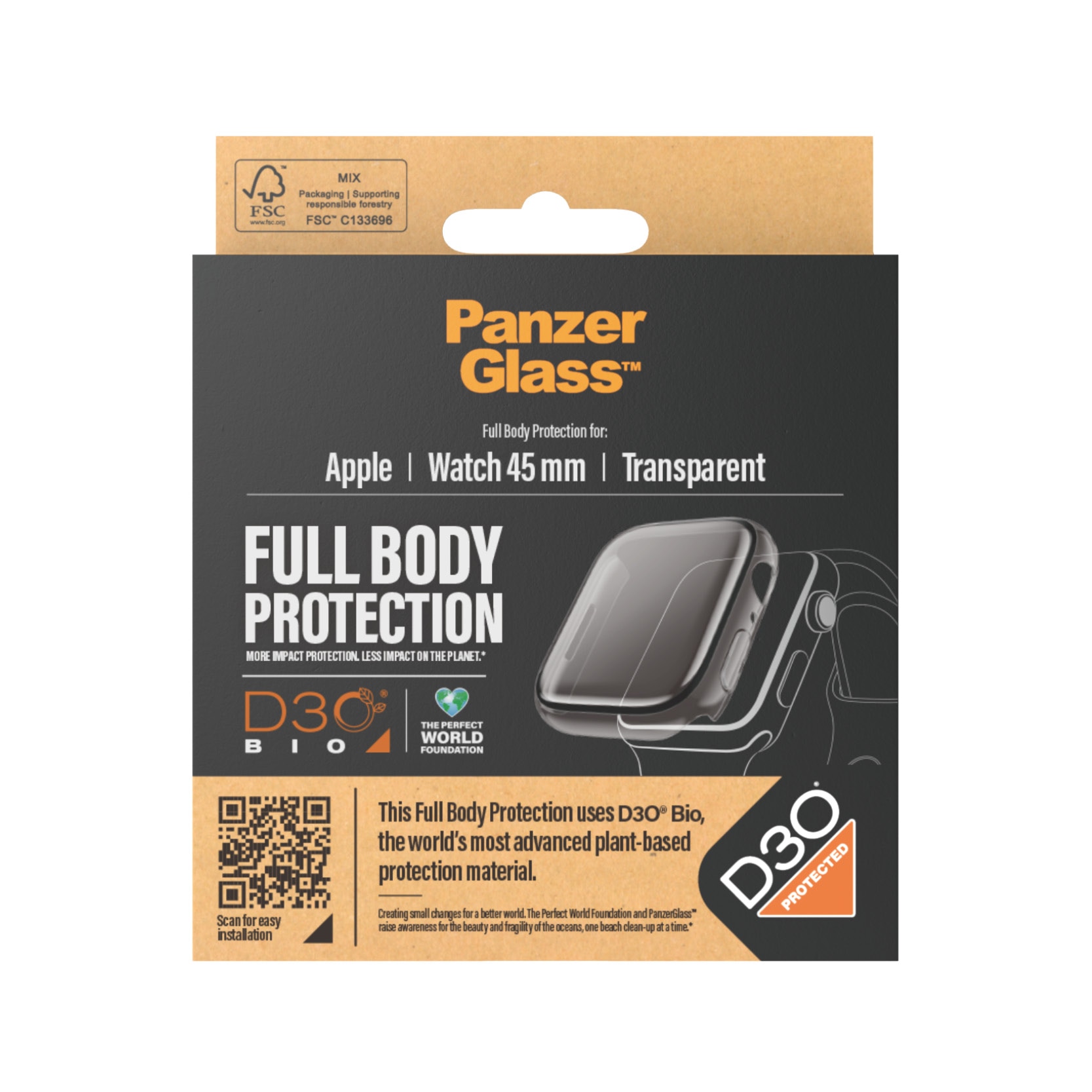 Full Body D3O Coque Apple Watch Series 7 45mm, Transparent