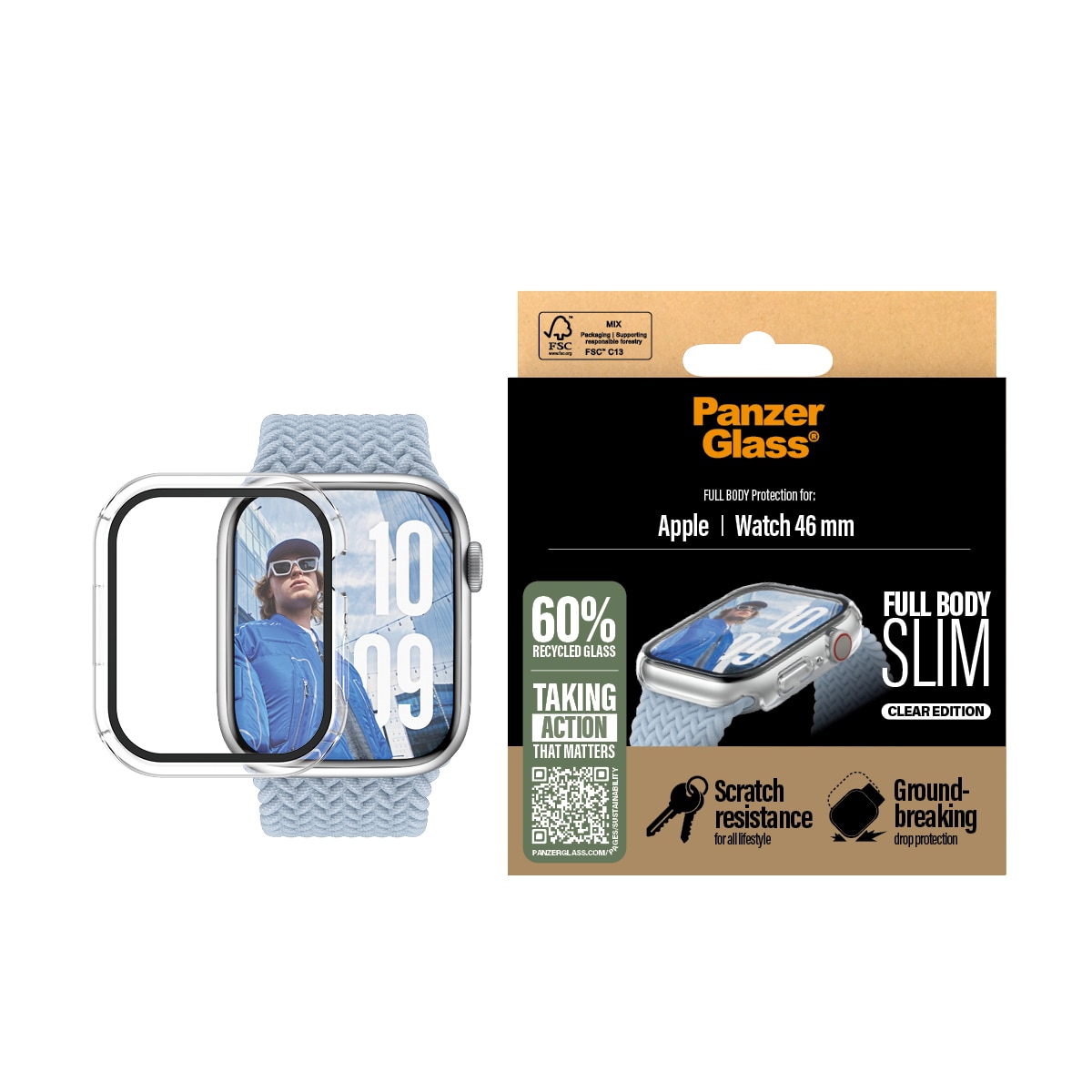 Full Body Slim Coque Apple Watch Series 10 46mm, Transparent