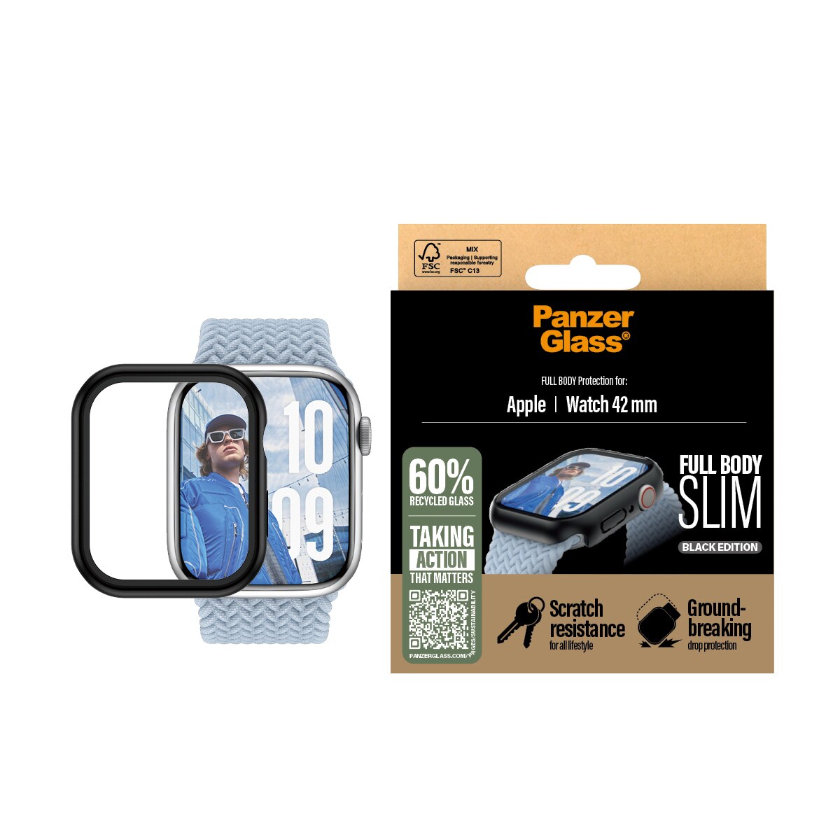 Full Body Slim Coque Apple Watch Series 10 42mm, Black
