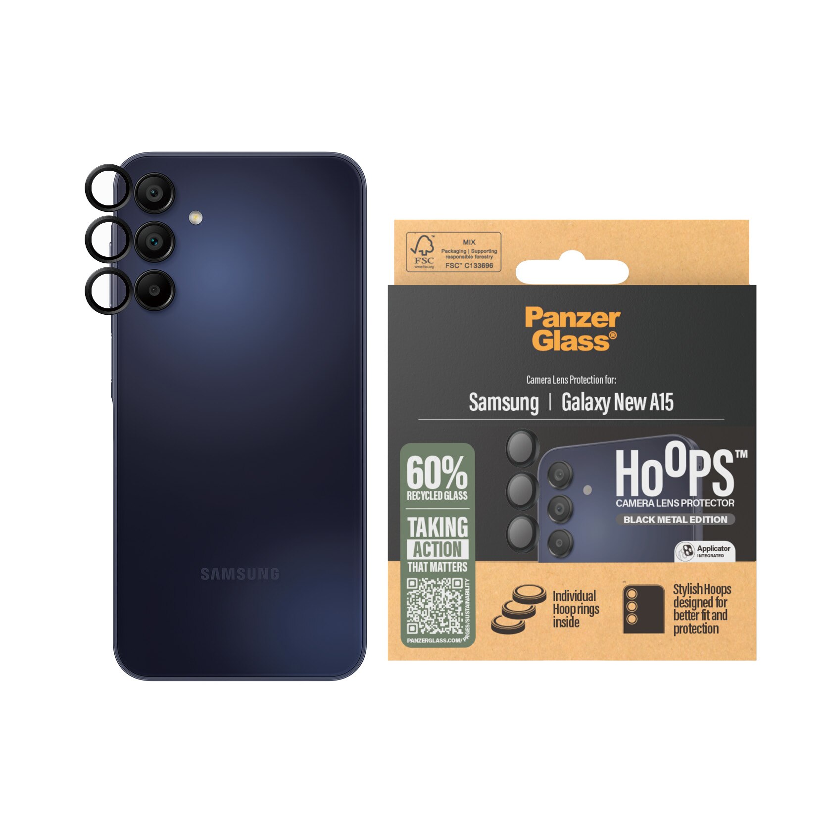 Samsung Galaxy A16 Hoops Camera Lens Protector, Noir