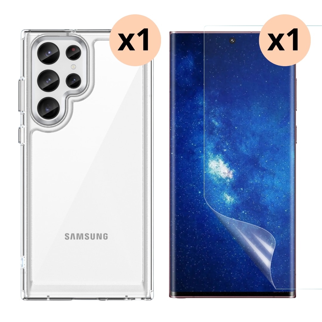 Kit pour Samsung Galaxy S23 Ultra : Coque et protecteur d’écran
