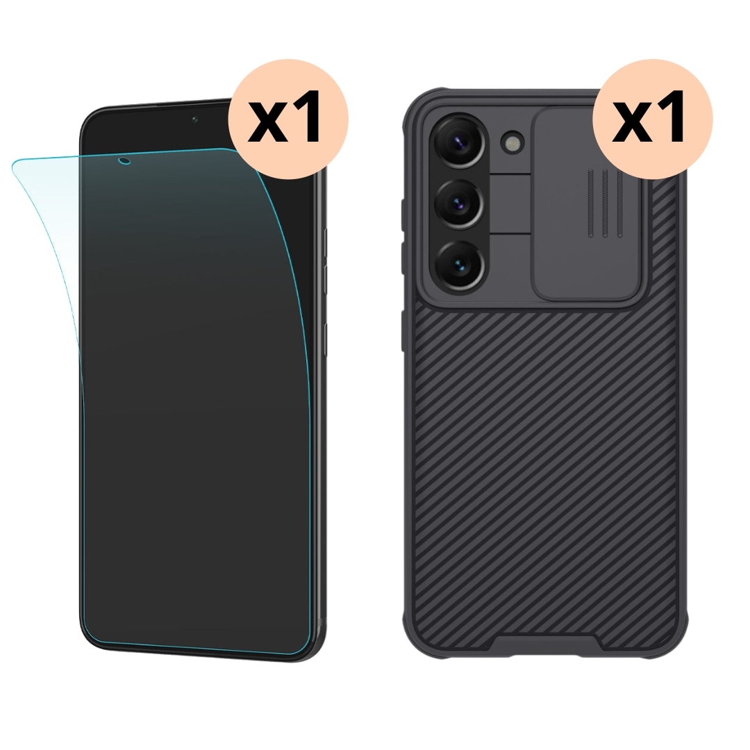 Kit pour Samsung Galaxy S23 Plus : Coque CamShield et Screen Protector Neo Flex