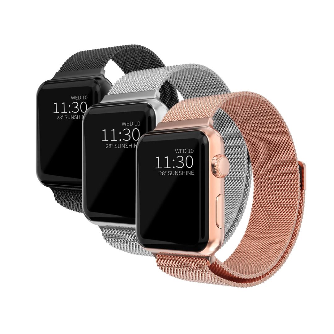 Kit pour Apple Watch 41mm Series 9 Bracelet milanais, noir, argent, or rose