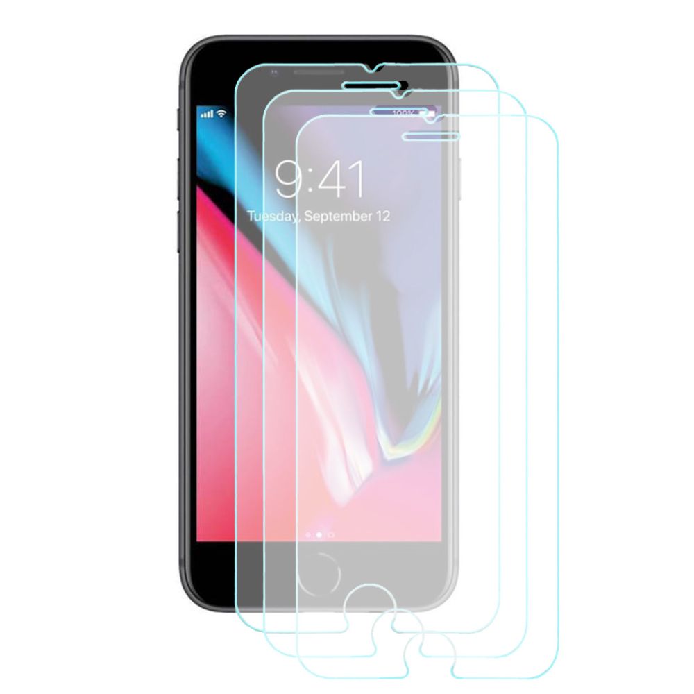 Kit pour iPhone 8 3 pièces Protecteur d'écran en verre trempé 0.3mm