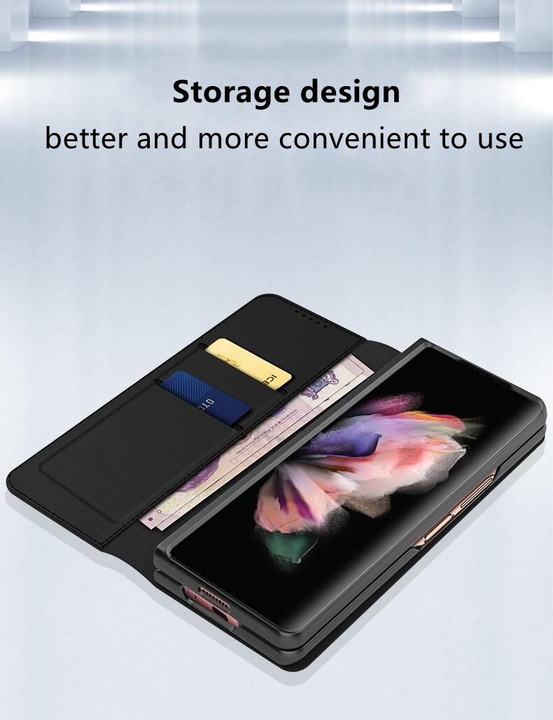 Étui en cuir veritable Samsung Galaxy Z Fold 5, Noir