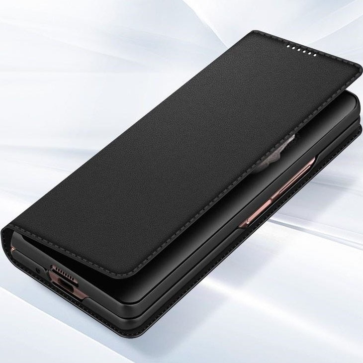 Étui en cuir veritable Samsung Galaxy Z Fold 5, Noir