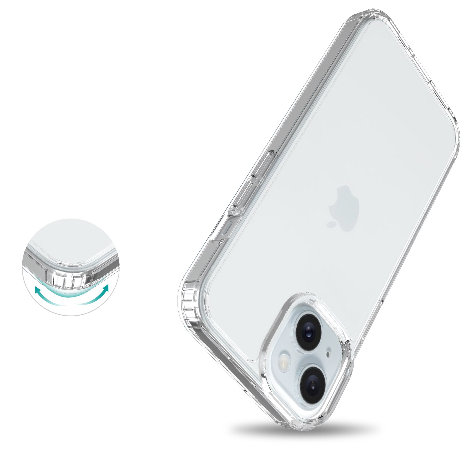 Coque hybride pour iPhone 15, Transparent