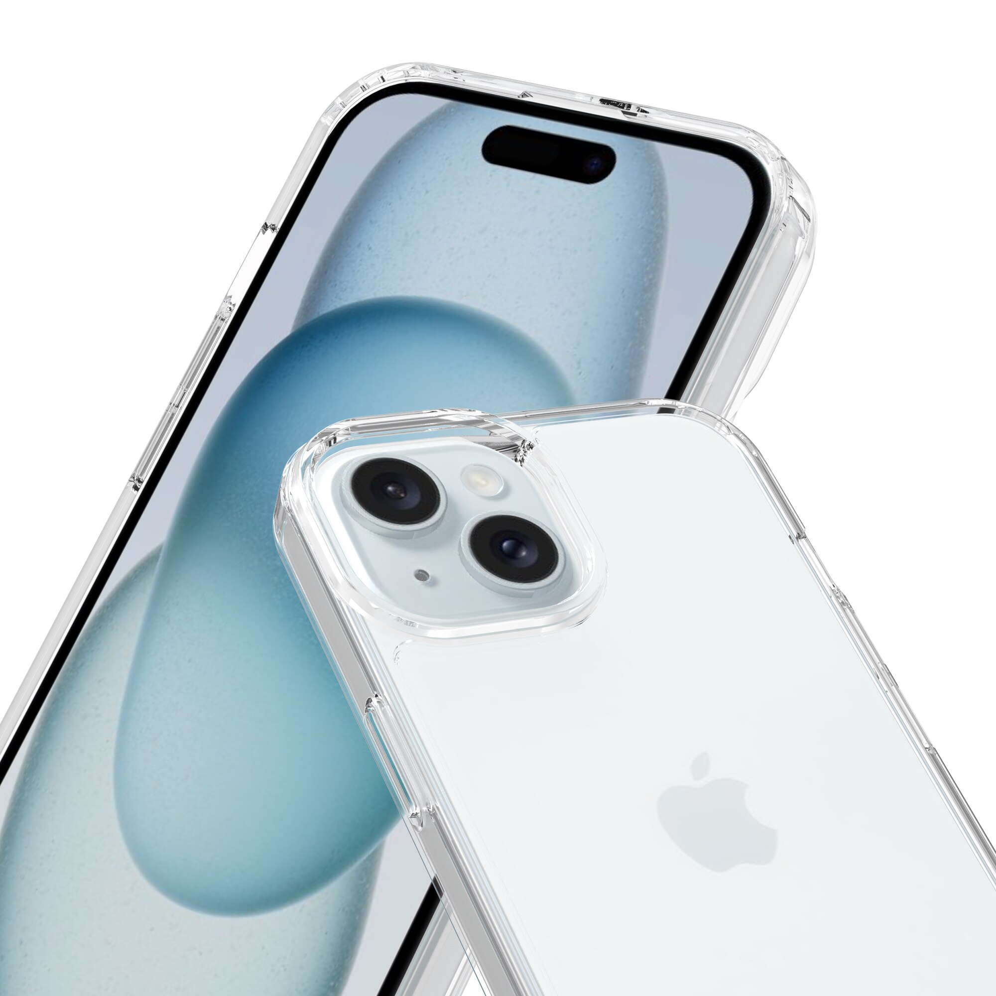 Coque hybride pour iPhone 15, Transparent