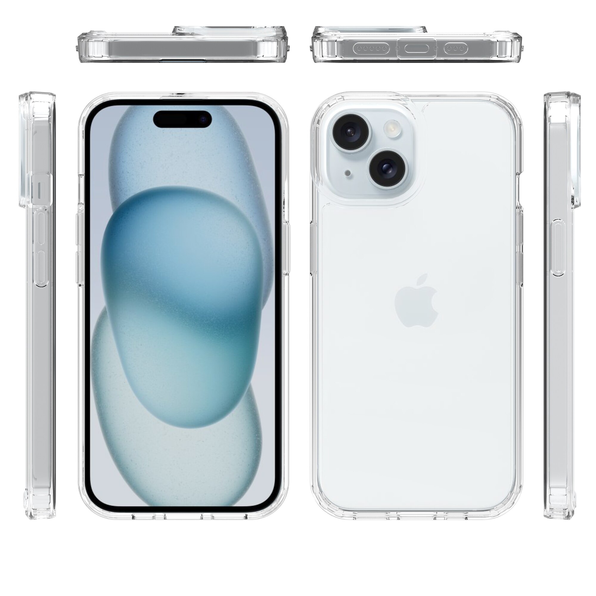 Coque hybride pour iPhone 15, Transparent