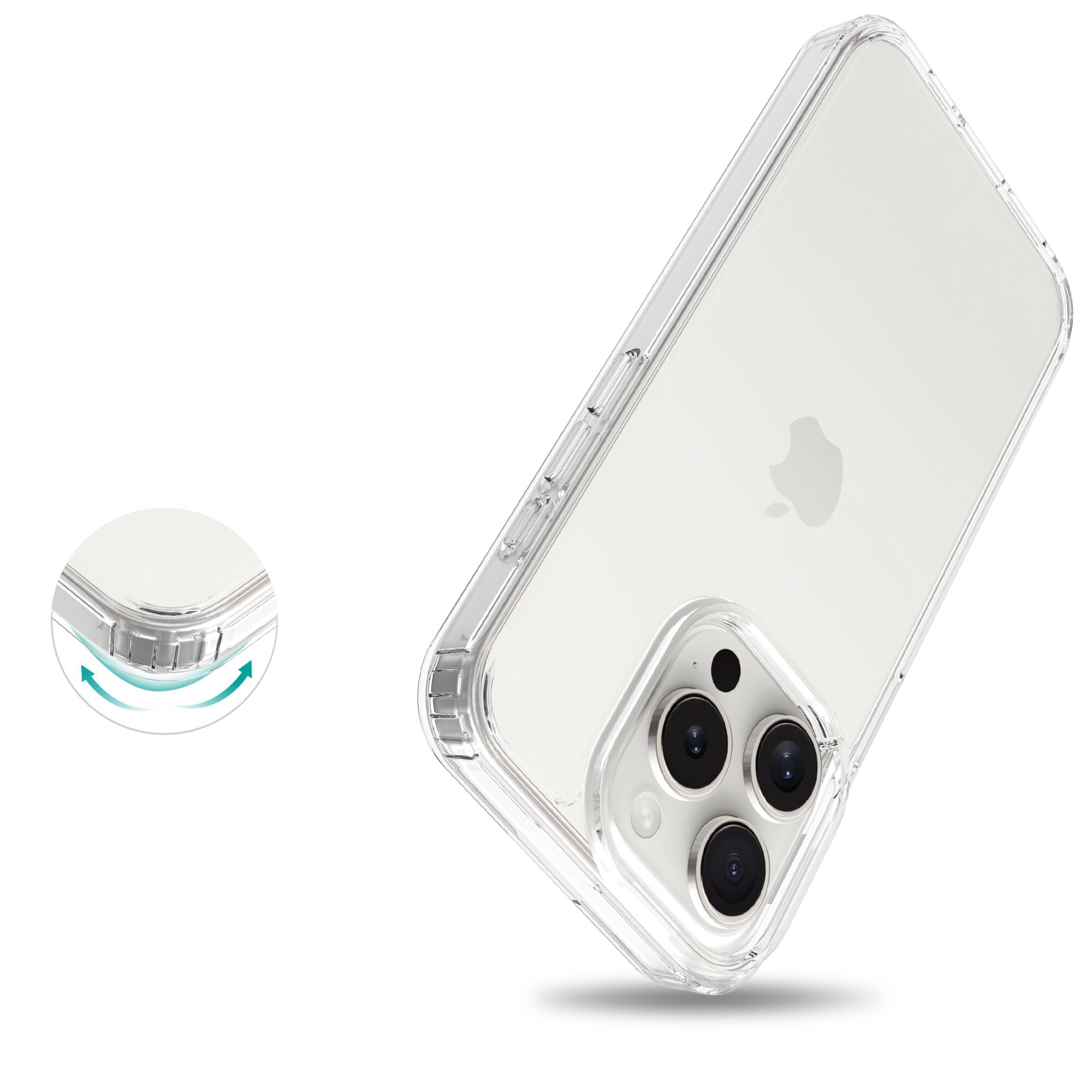 Coque hybride pour iPhone 15 Pro, Transparent