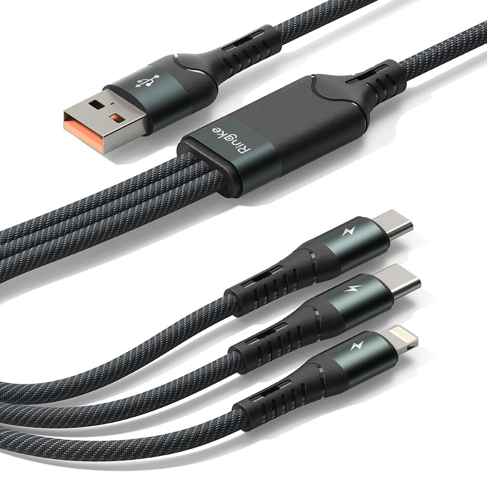 3-in-1 Fast Charging Câble multi, noir