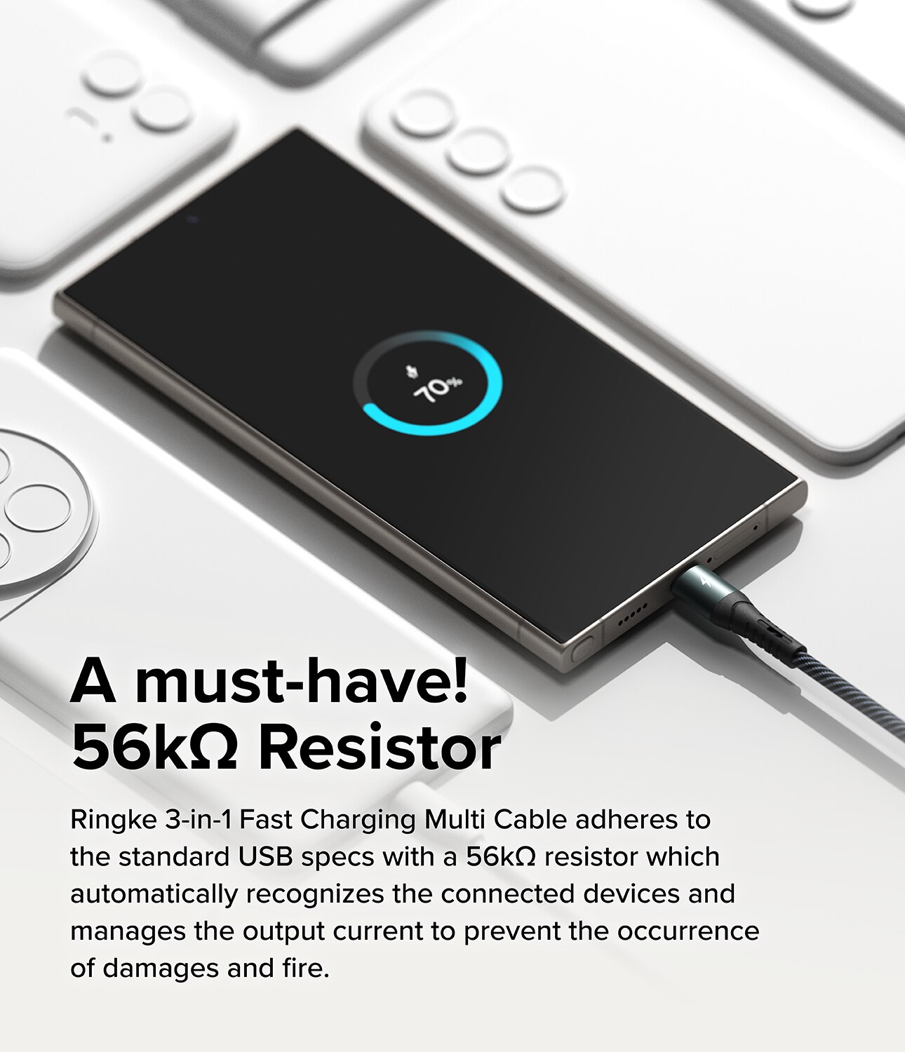 3-in-1 Fast Charging Câble multi, noir