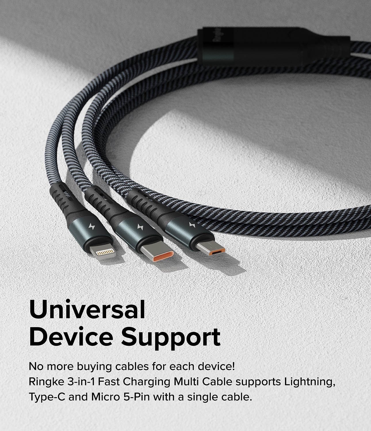 3-in-1 Fast Charging Câble multi, noir