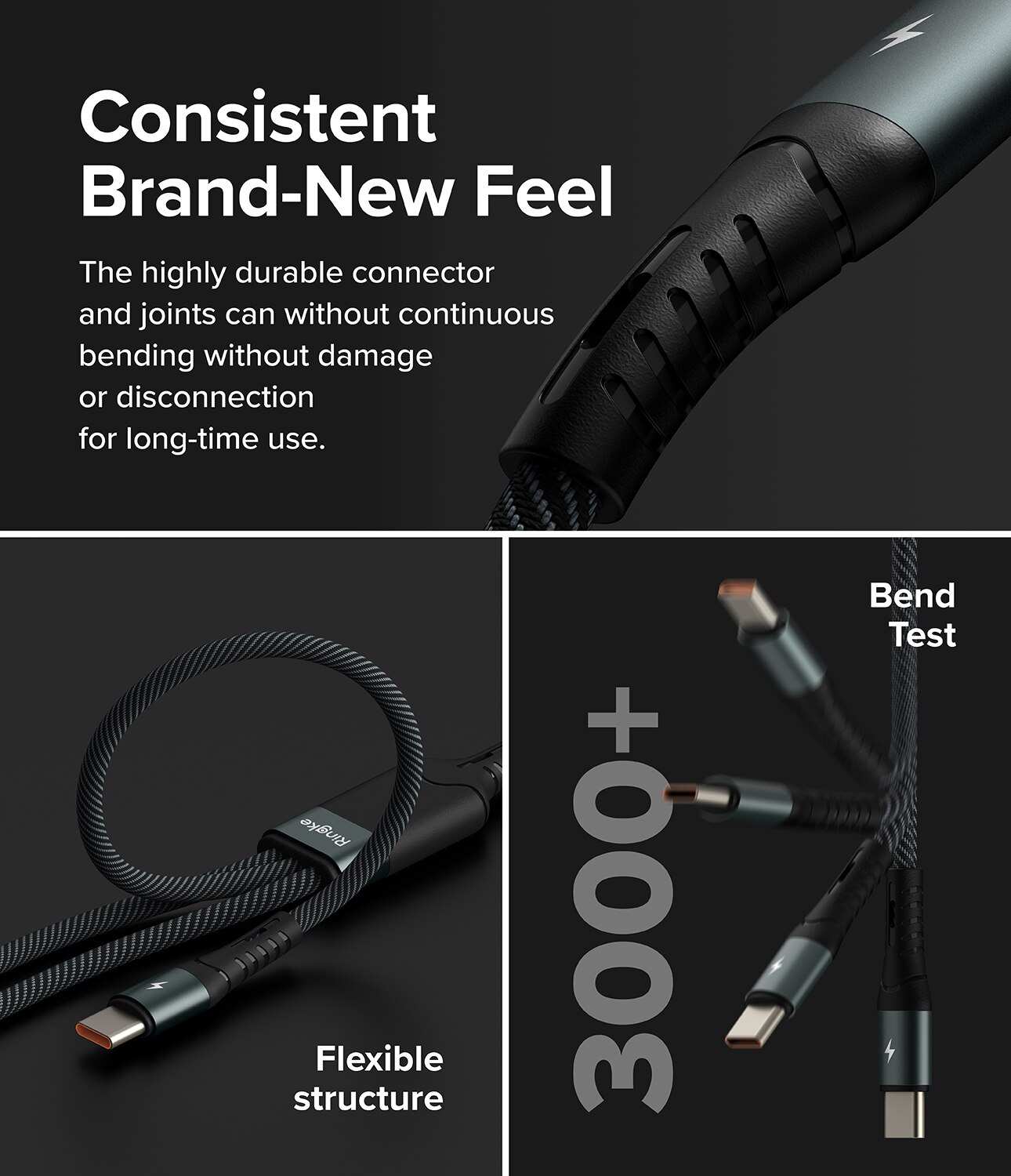 3-in-1 Fast Charging Câble multi, noir