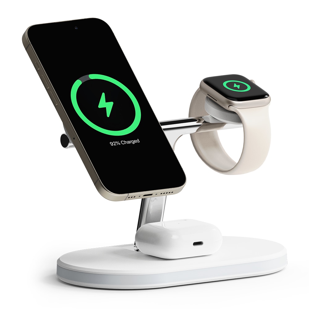 3-in-1 Wireless Charger Stand, blanc