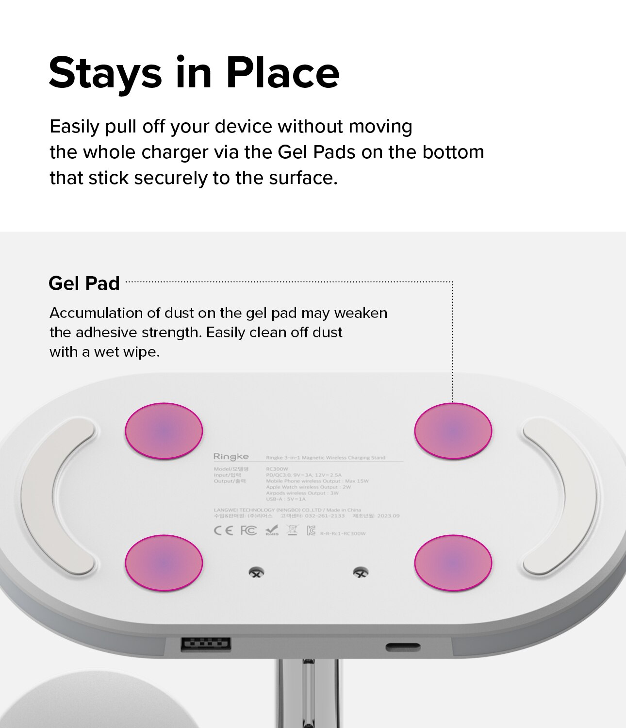 3-in-1 Wireless Charger Stand, blanc