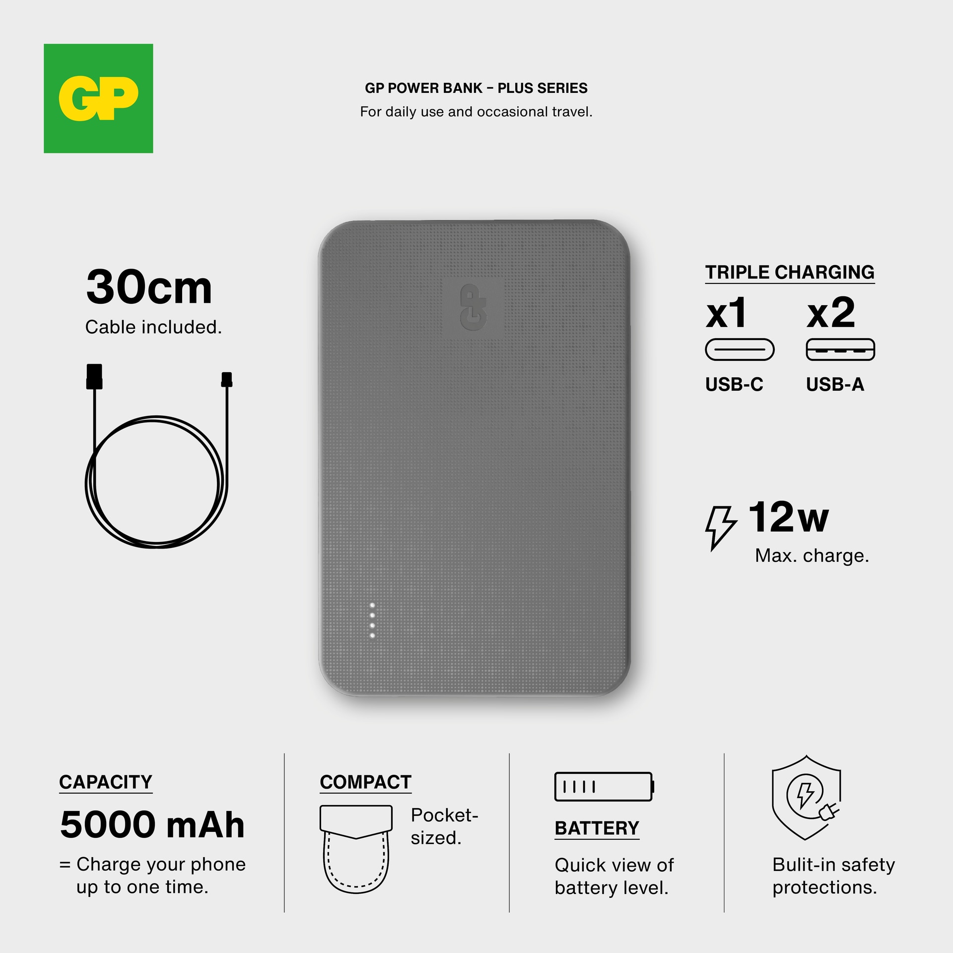 Powerbank Plus 5000mAh Black