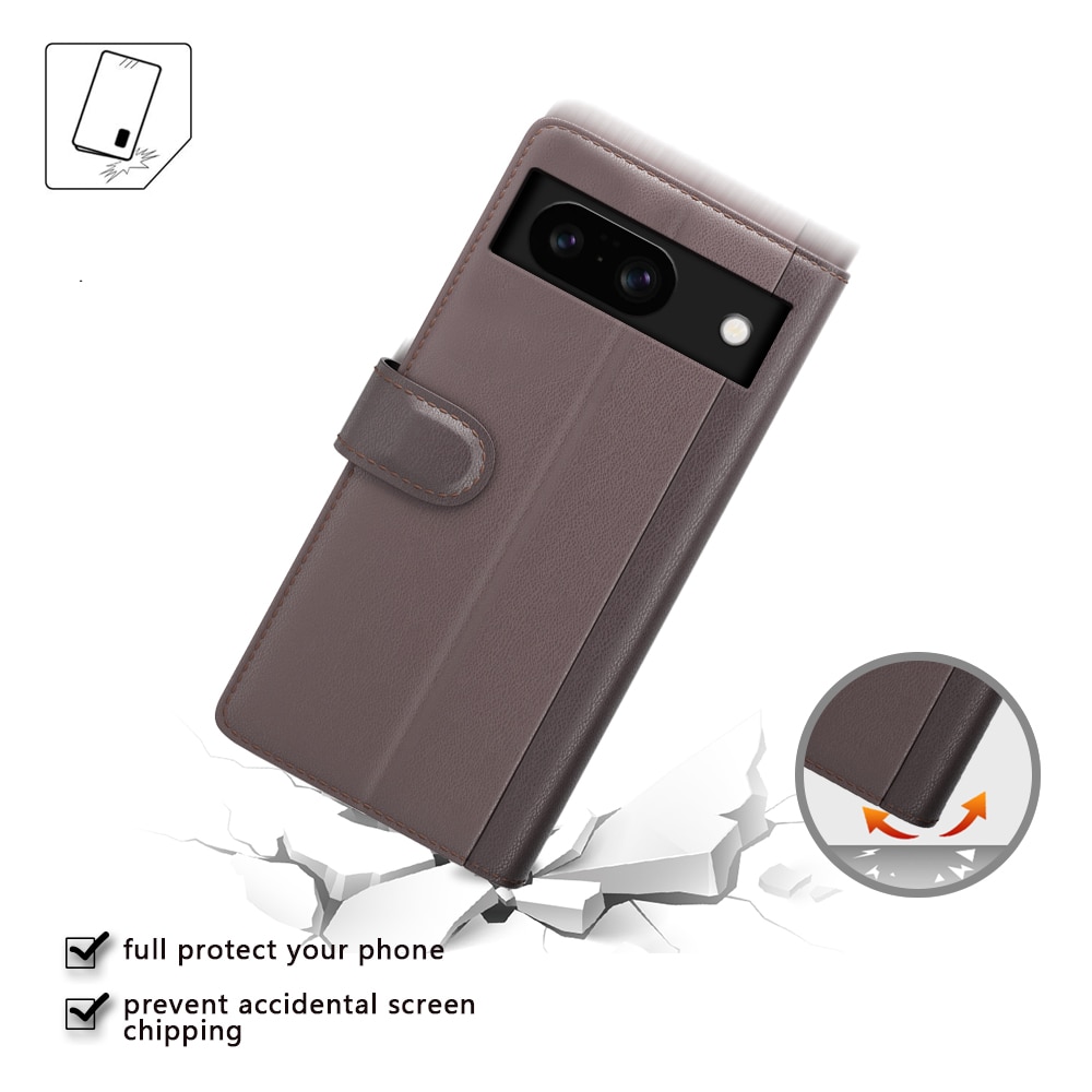 Étui en cuir veritable Google Pixel 8, Marron