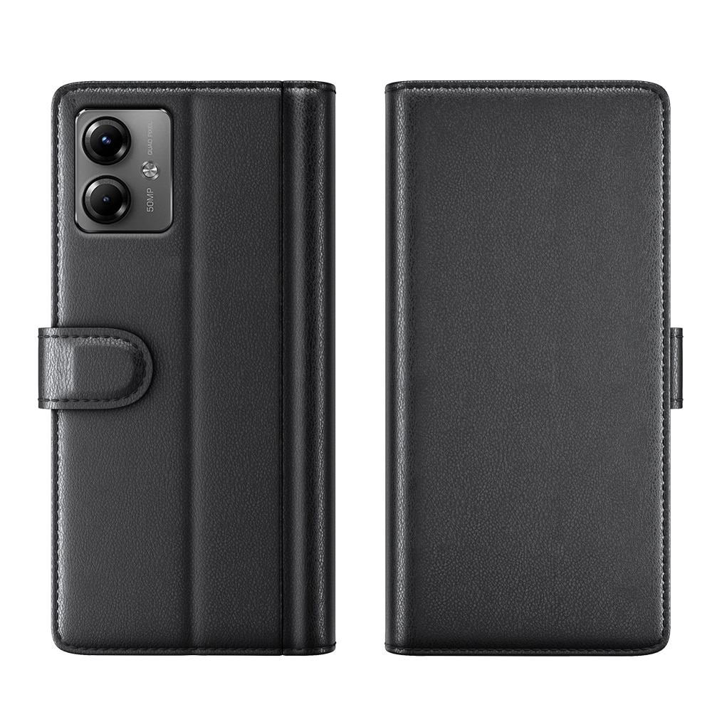 Étui en cuir veritable Motorola Moto G14, Noir