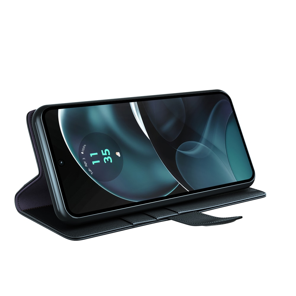 Étui en cuir veritable Motorola Moto G14, Noir