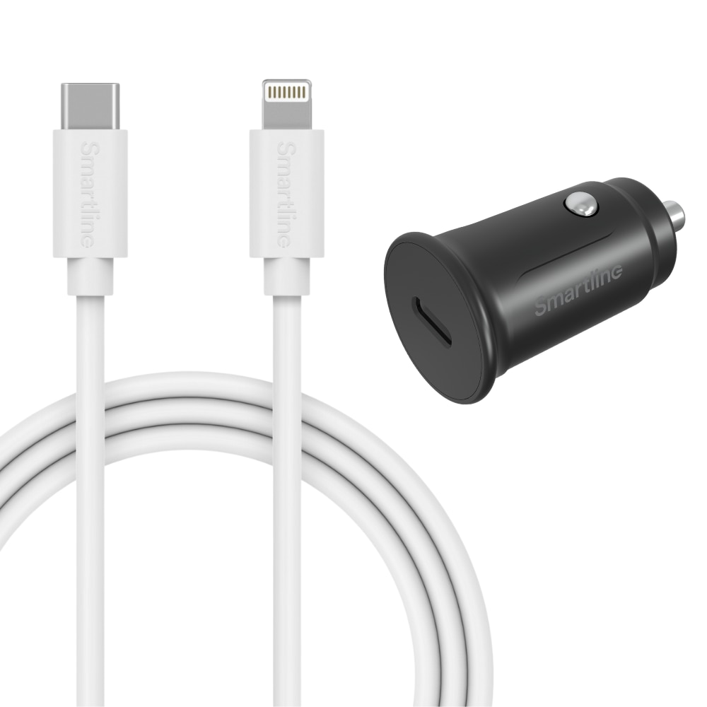 Chargeur complet de voiture pour iPhone SE (2020) - Câble de 1m et chargeur Lightning - Smartline