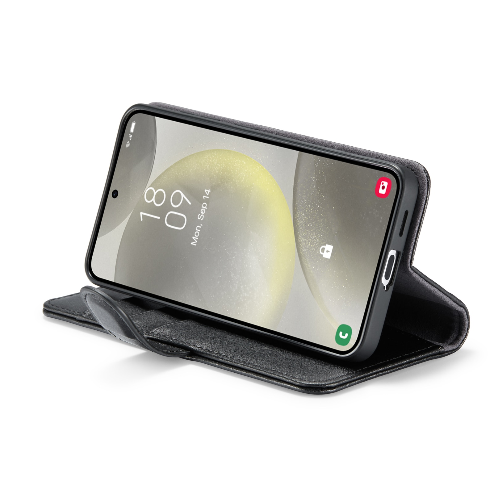 Étui en cuir veritable Samsung Galaxy S24 Plus, Noir