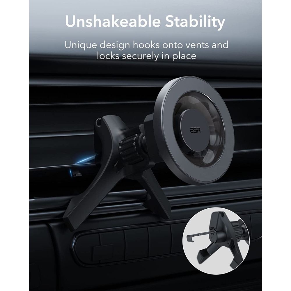 HaloLock Magnetic MagSafe Vent Car Mount, Metallic Grey