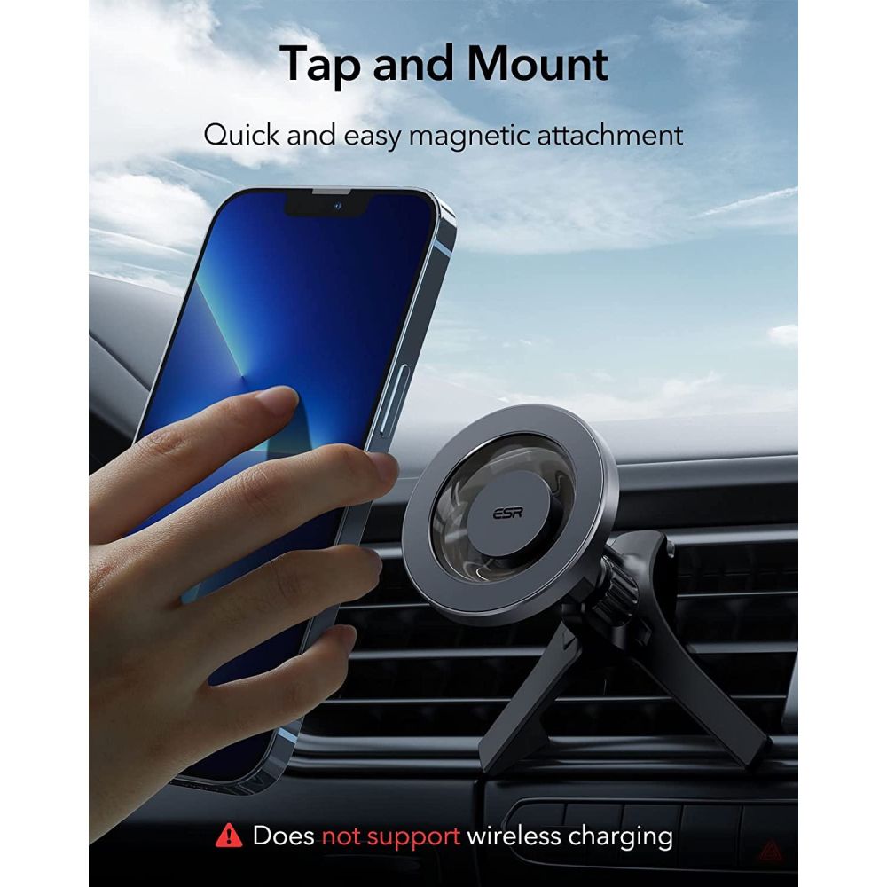 HaloLock Magnetic MagSafe Vent Car Mount, Metallic Grey