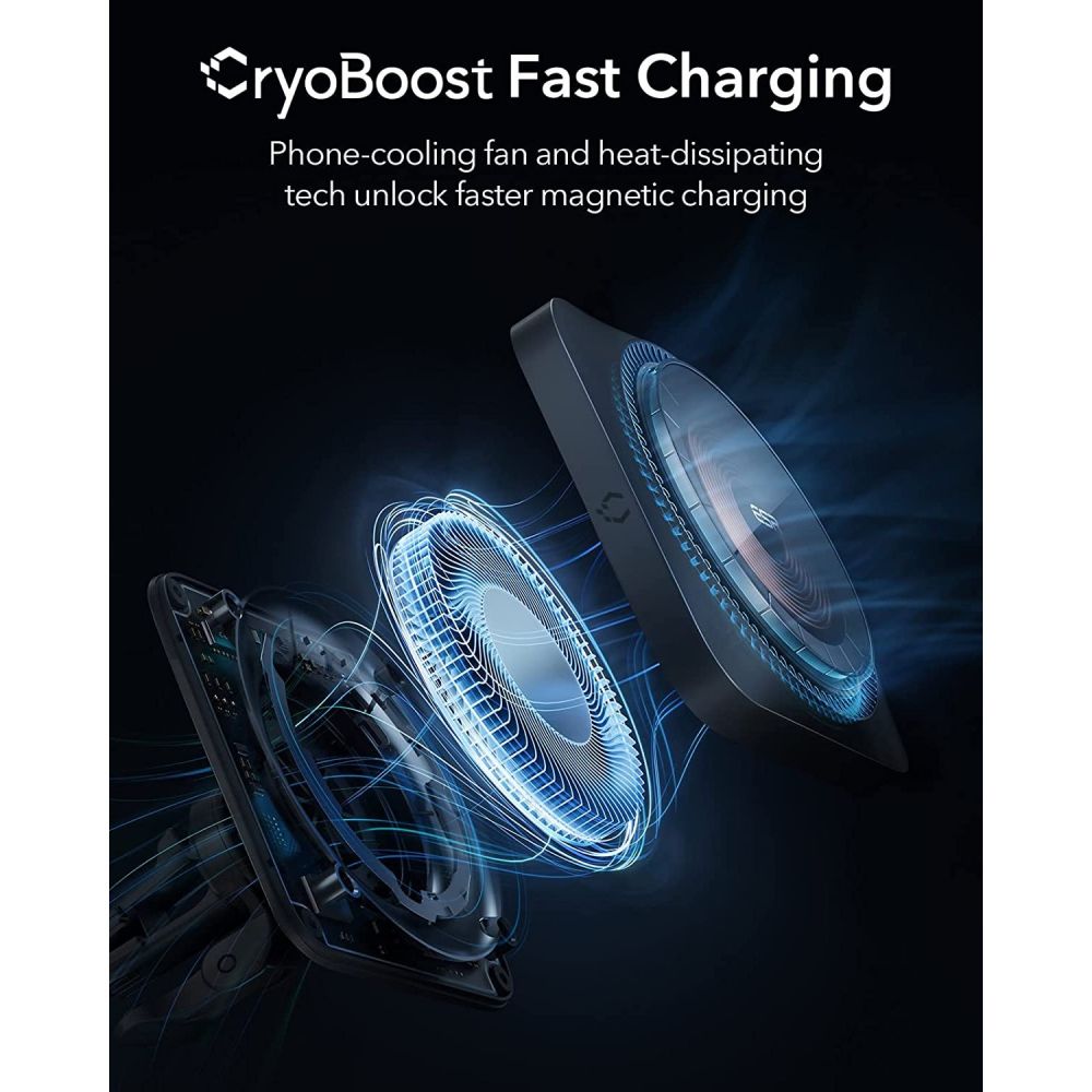 HaloLock CryoBoost Wireless Car Charger, Frosted Onyx