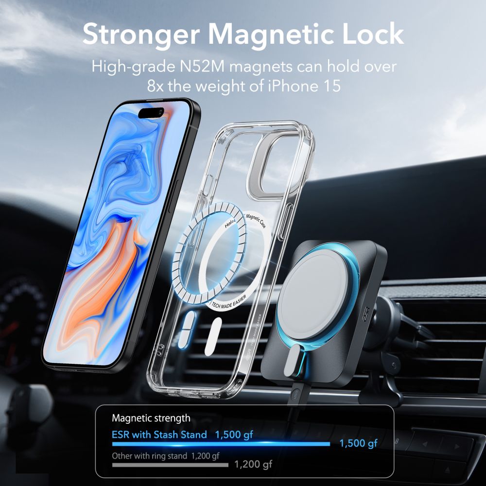 Classic Kickstand Halolock MagSafe iPhone 15 Plus, Clear