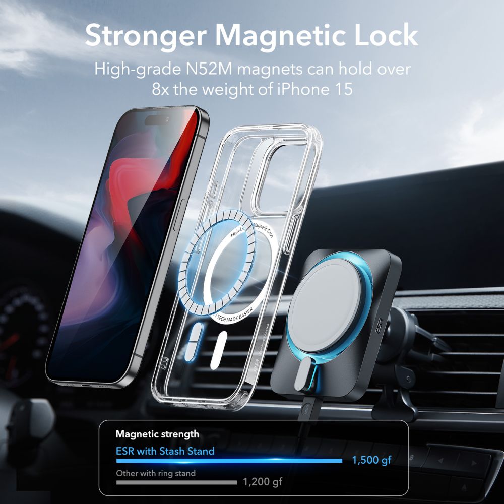 Classic Kickstand Halolock MagSafe iPhone 15 Pro, Clear