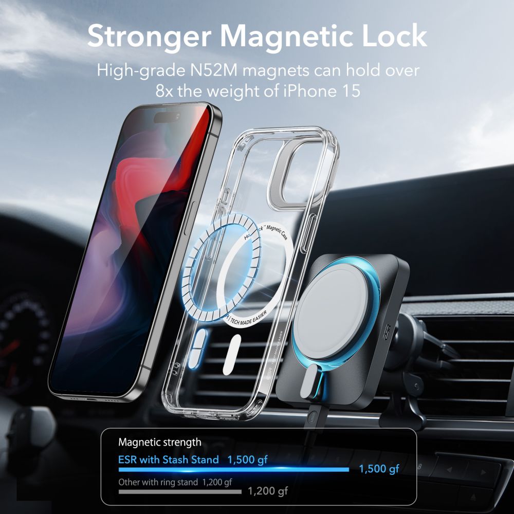 Classic Kickstand Halolock MagSafe iPhone 15 Pro Max, Clear