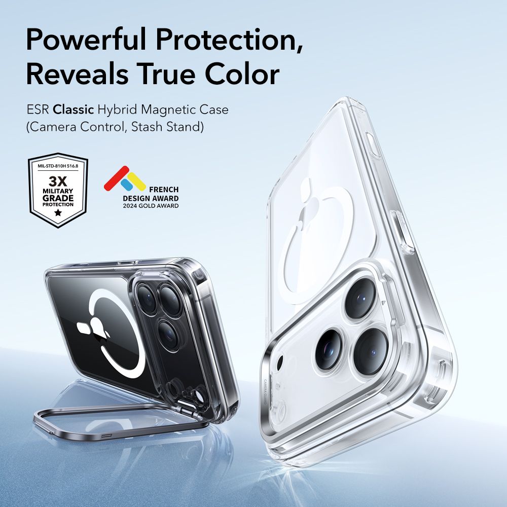 Classic Kickstand Halolock MagSafe iPhone 17 Pro, Transparent