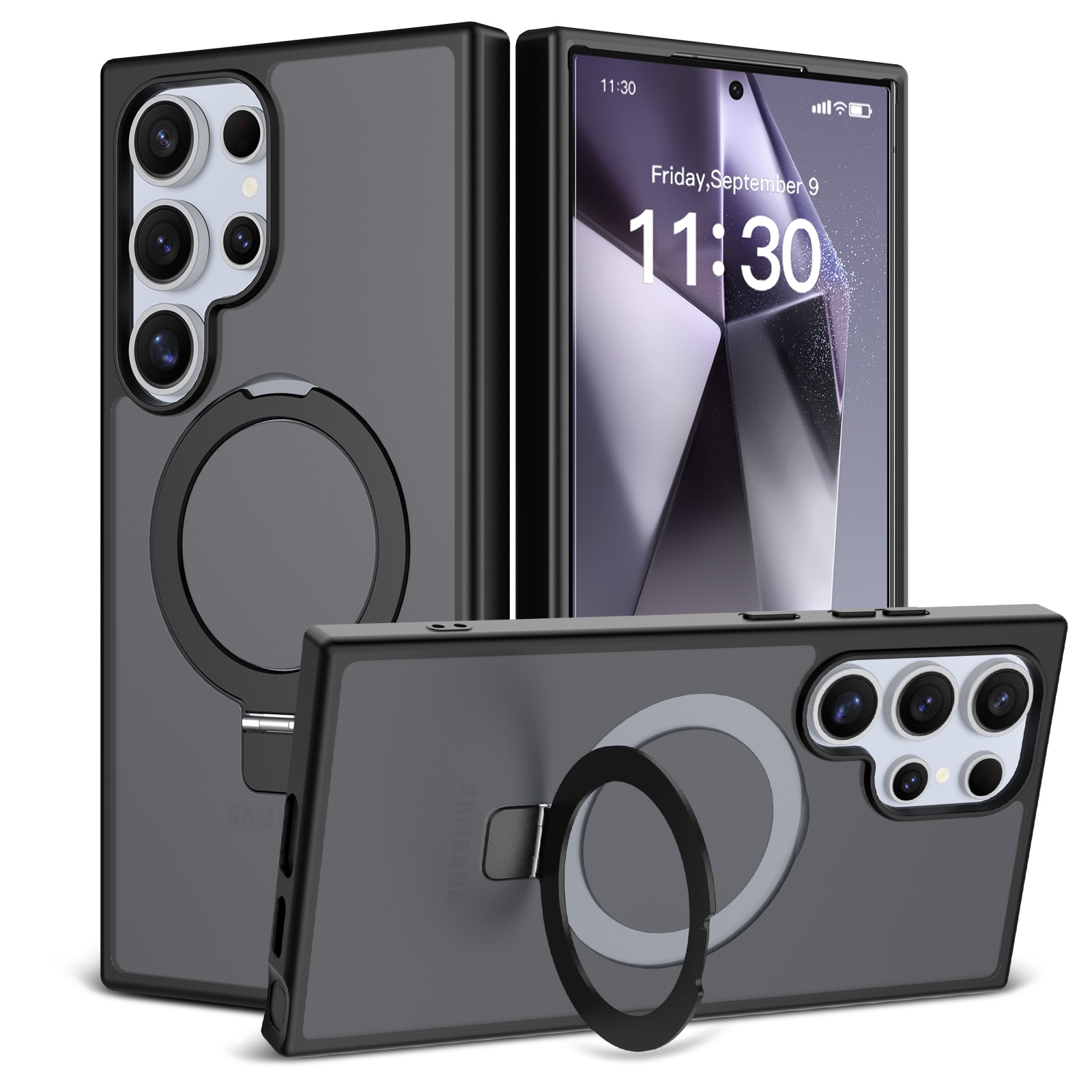 Coque hybride Magnetic Ring Samsung Galaxy S24 Ultra, Noir