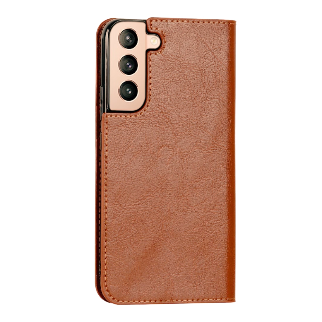 Coque portefeuille en cuir Veritable Samsung Galaxy S22, marron