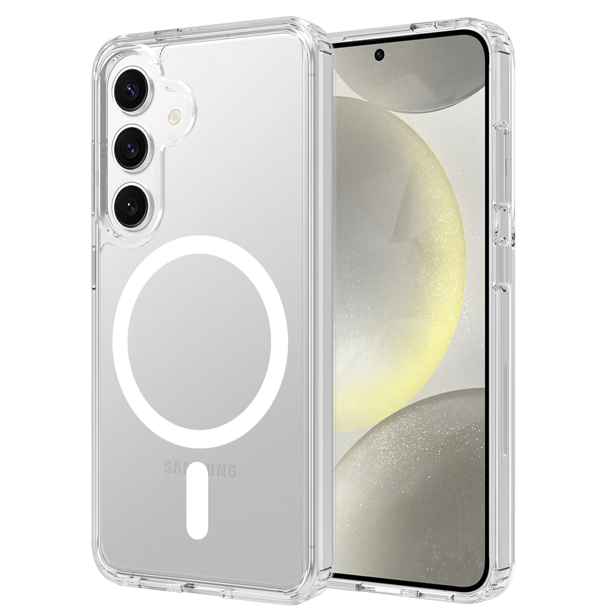 Coque hybride MagSafe Samsung Galaxy S24, transparent