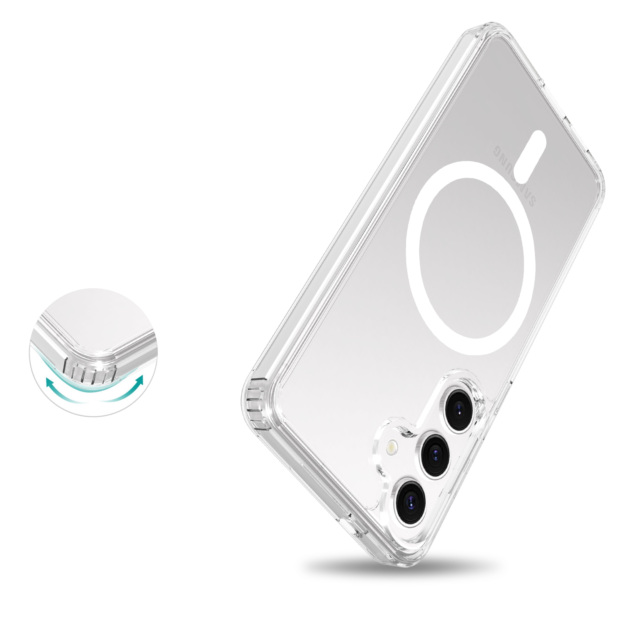 Coque hybride MagSafe Samsung Galaxy S24, transparent