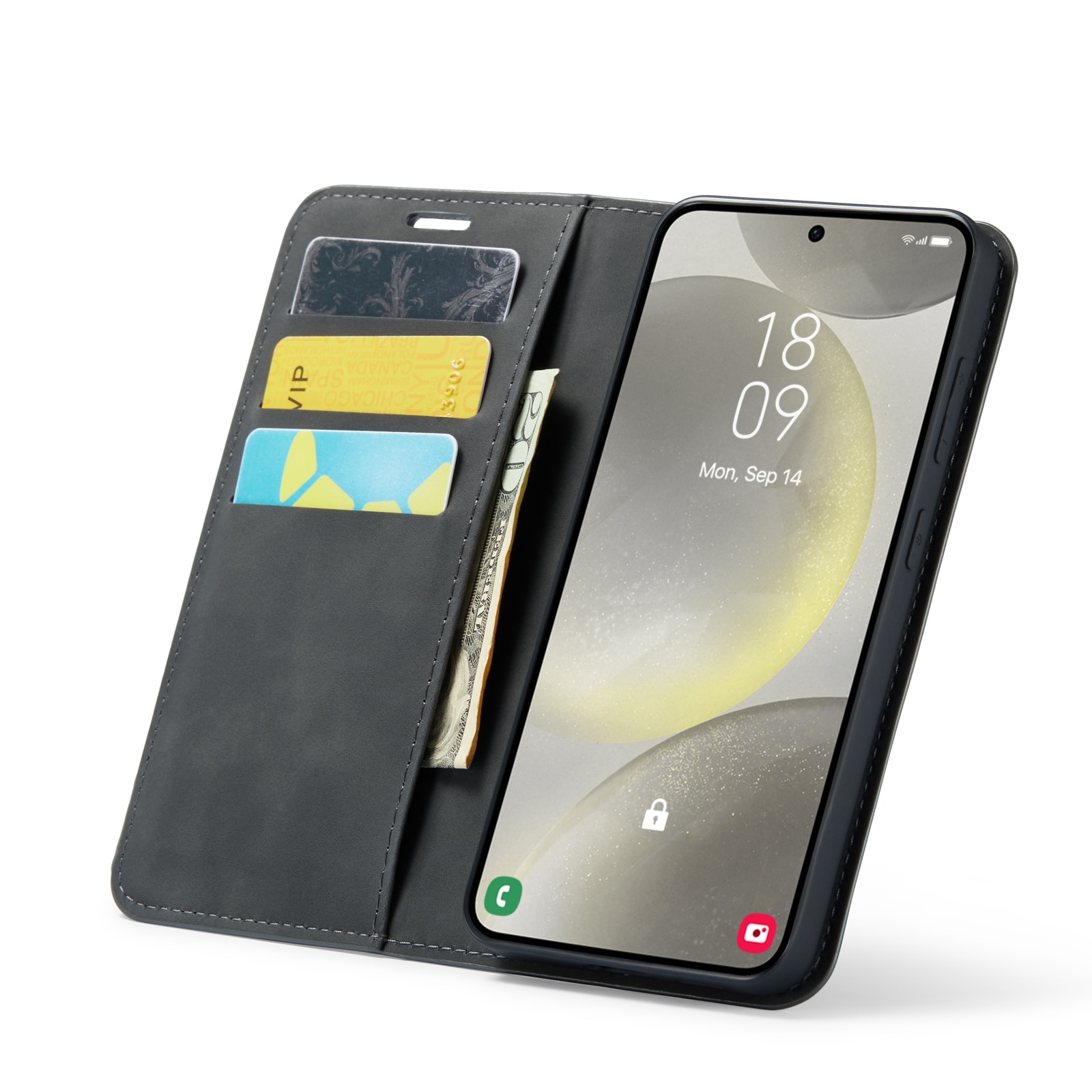 Coque portefeuille mince Samsung Galaxy S24, Noir