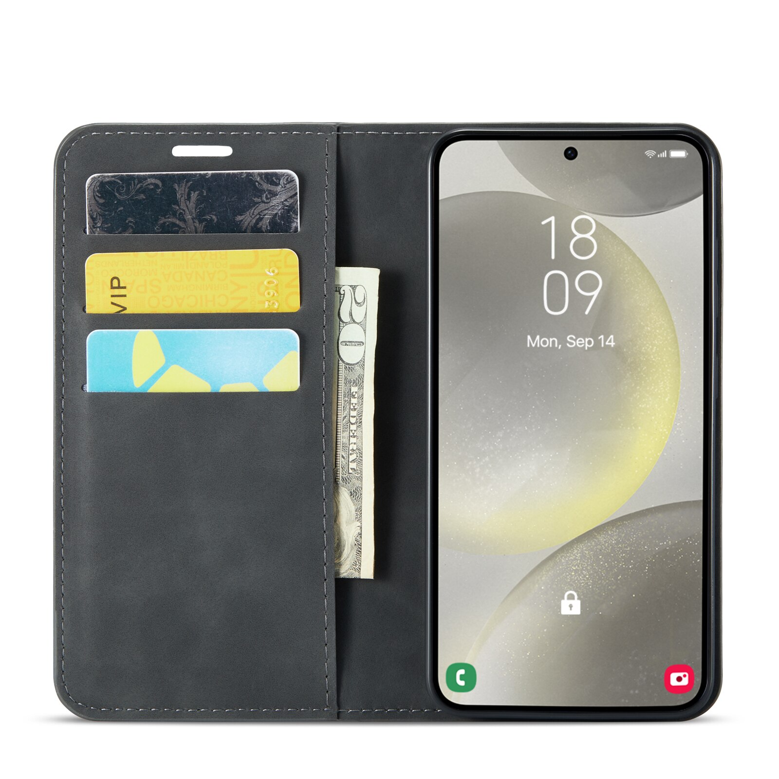 Coque portefeuille mince Samsung Galaxy S24, Noir