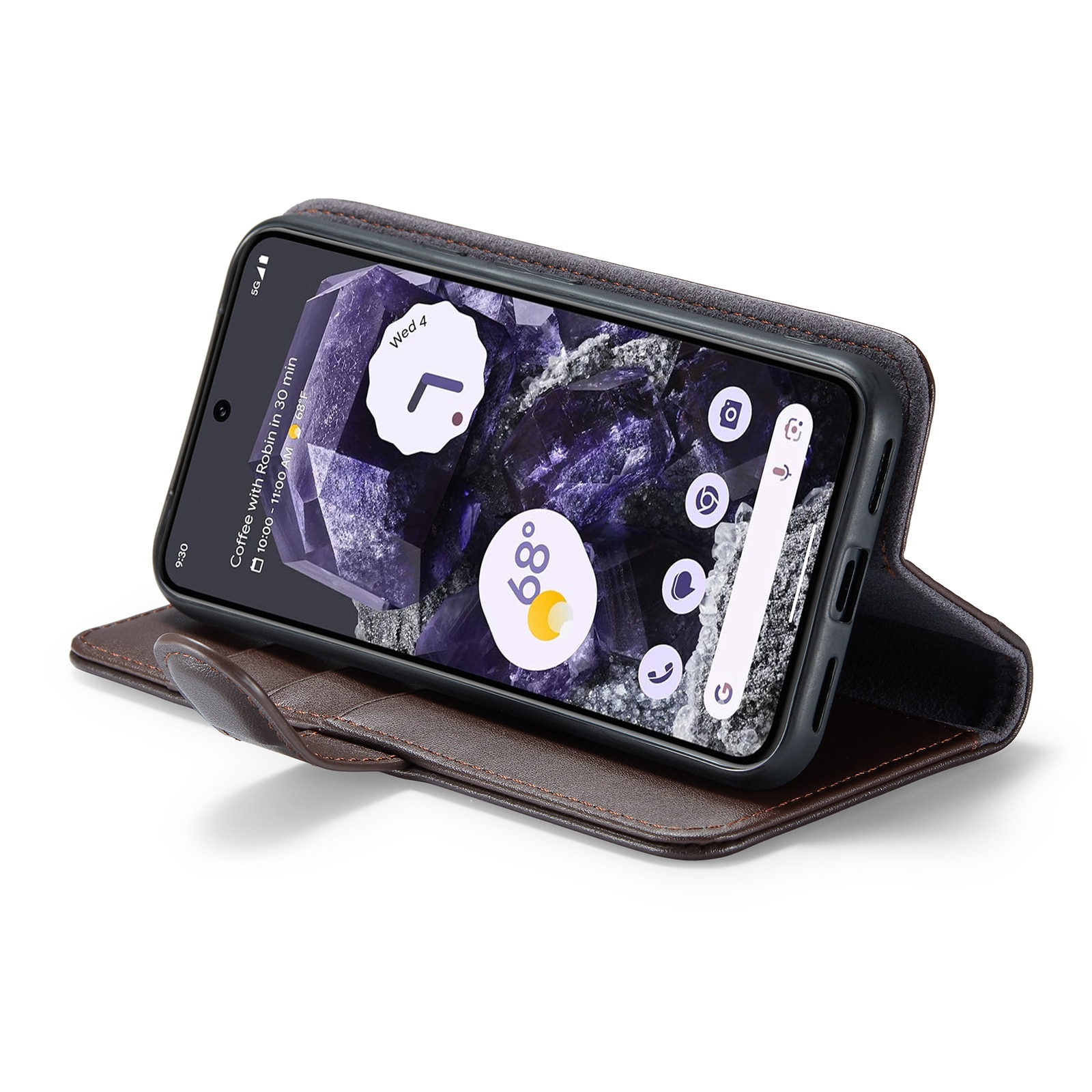 Étui en cuir veritable Google Pixel 8a, Marron