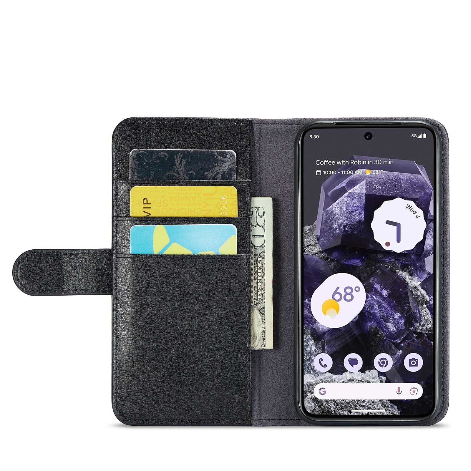 Étui en cuir veritable Google Pixel 8a, Noir