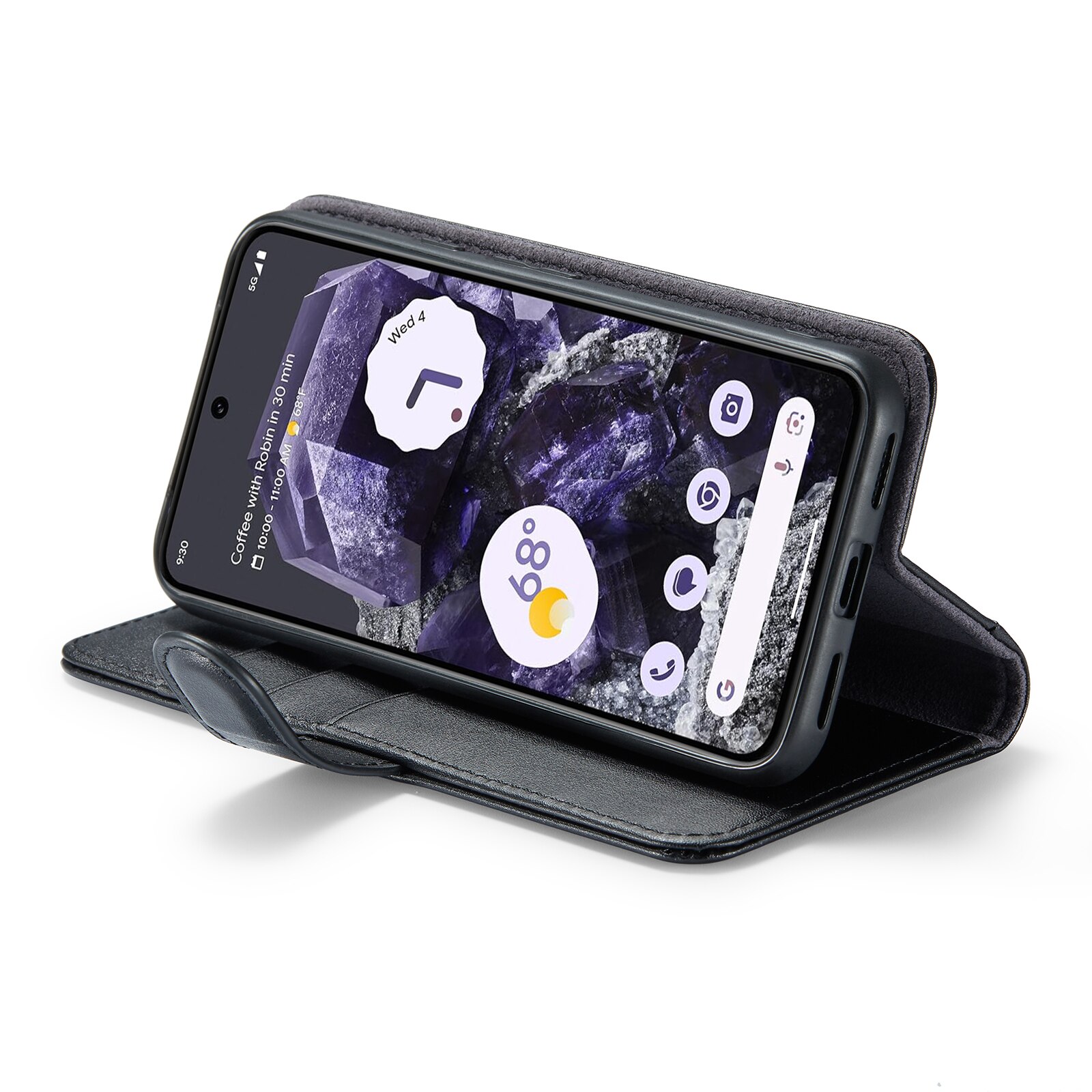 Étui en cuir veritable Google Pixel 8a, Noir