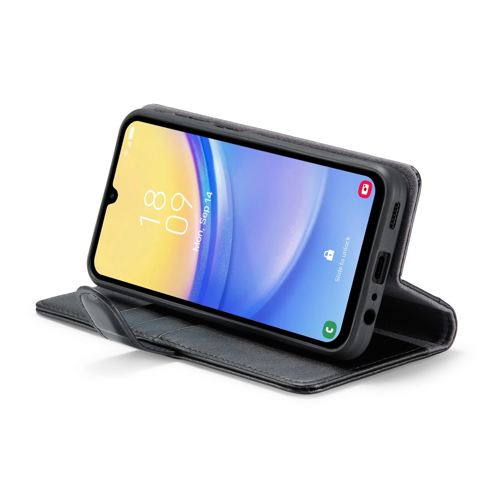 Étui en cuir veritable Samsung Galaxy A15, Noir