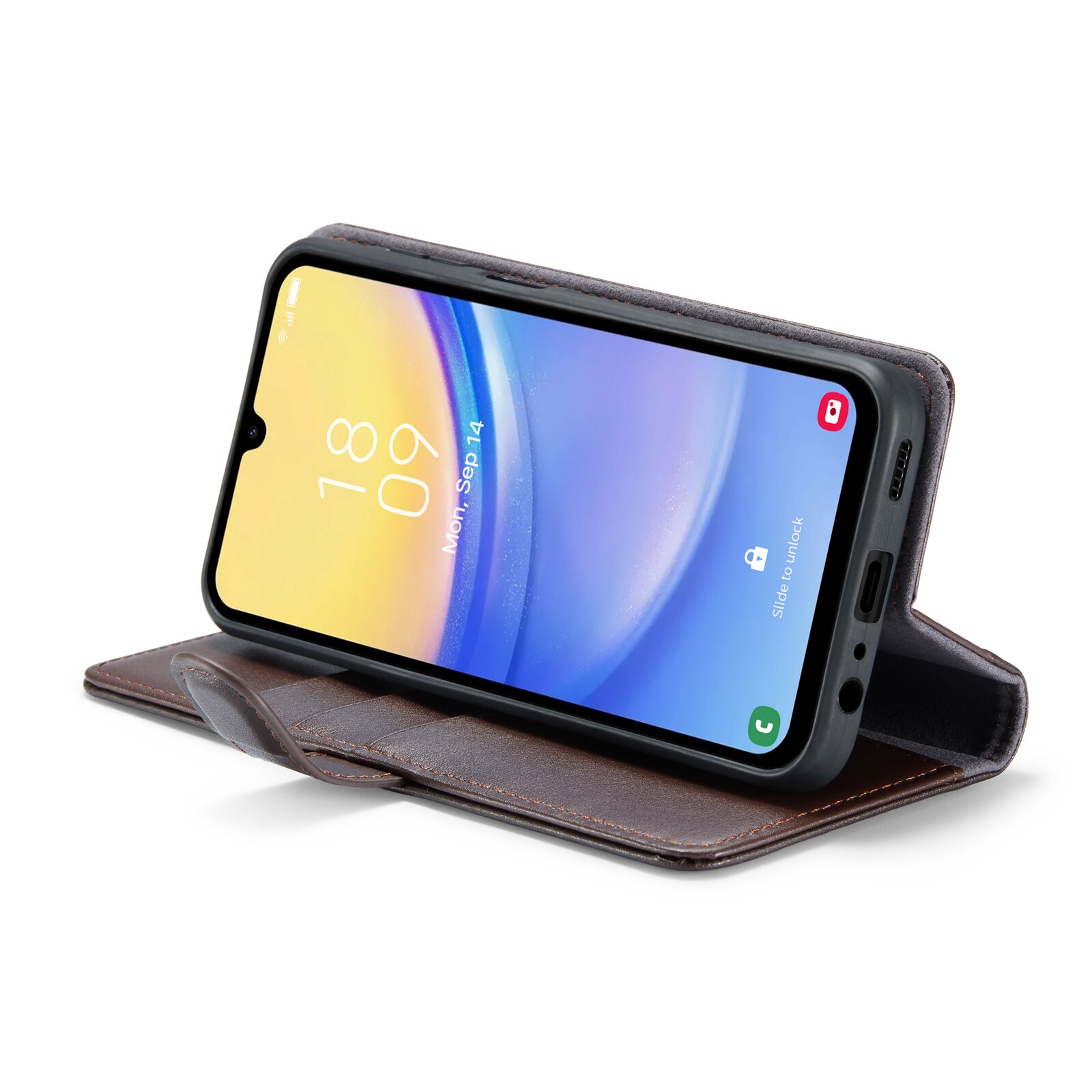 Étui en cuir veritable Samsung Galaxy A15, Marron