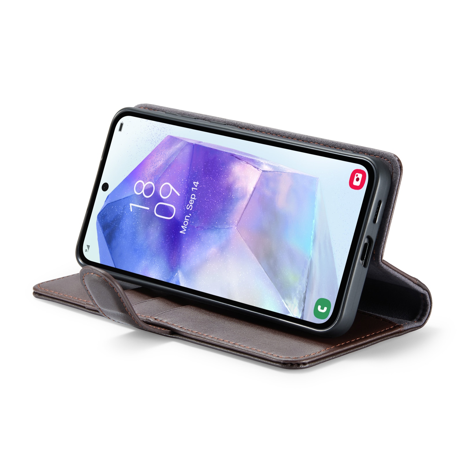 Étui en cuir veritable Samsung Galaxy A55, Marron