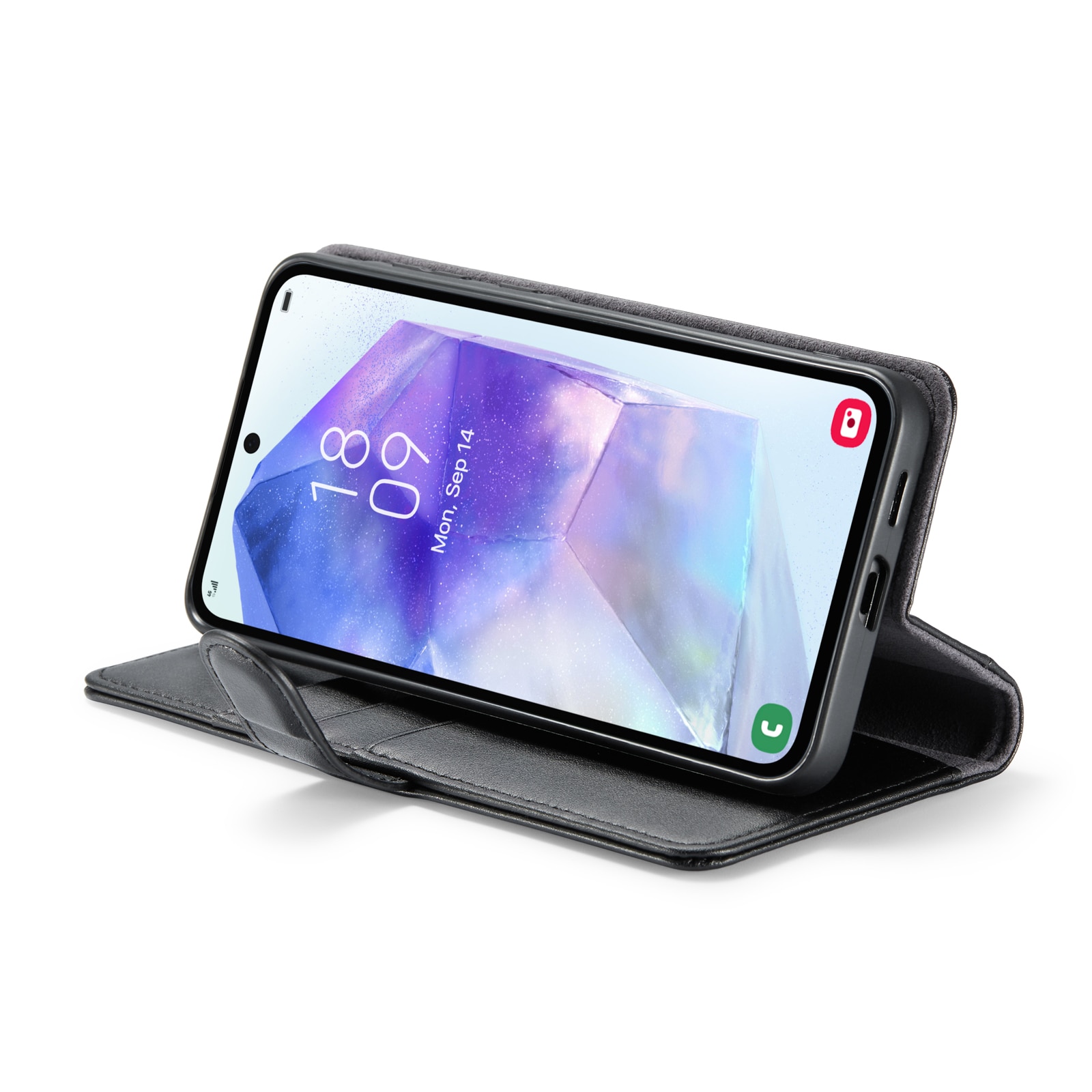 Étui en cuir veritable Samsung Galaxy A55, Noir