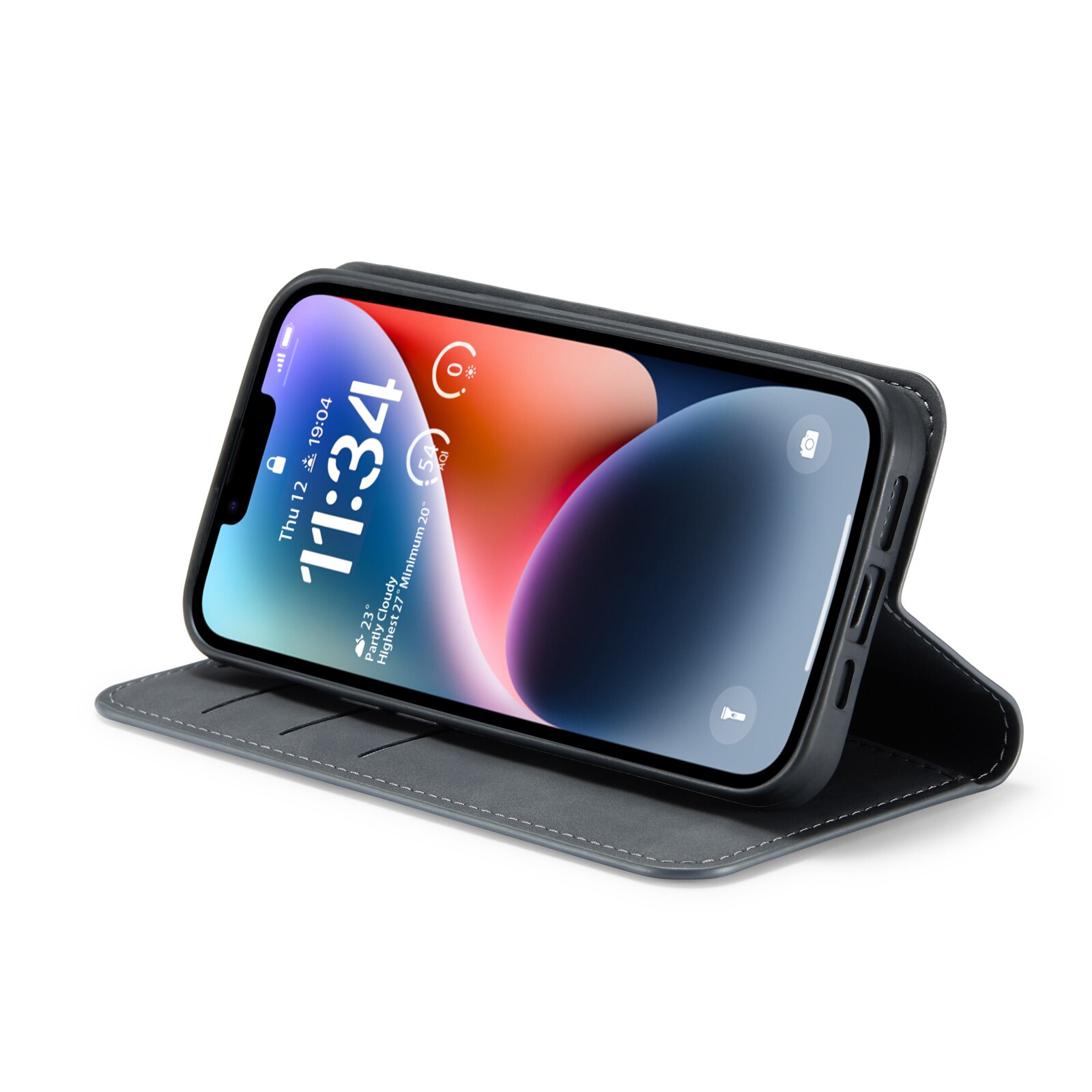 Coque portefeuille mince iPhone 13, Noir