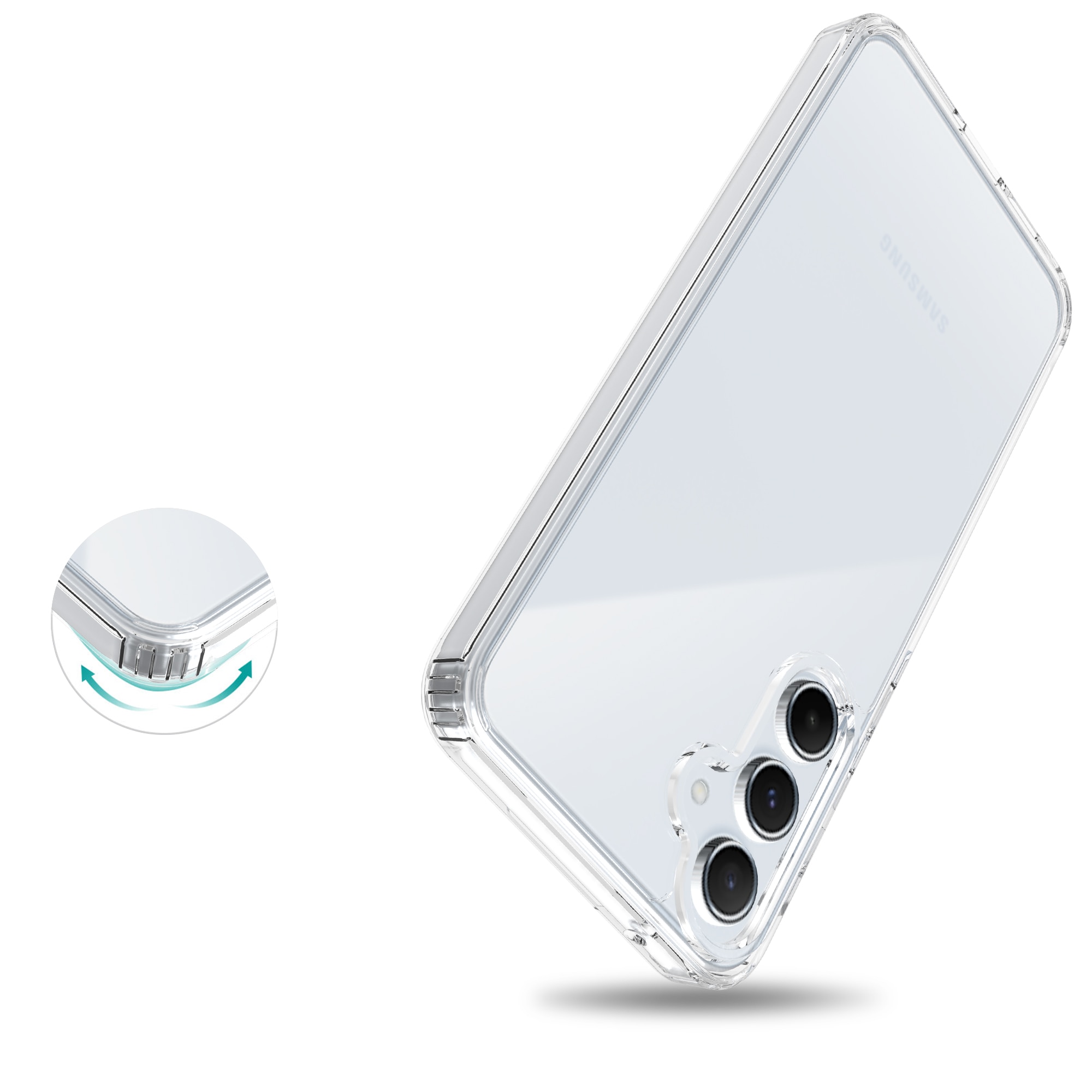 Coque hybride pour Samsung Galaxy A55, Transparent